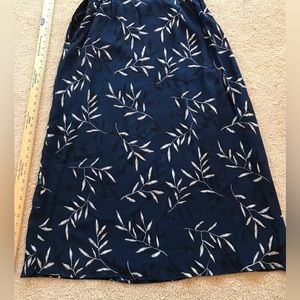 Navy Print A-line Silk Skirt